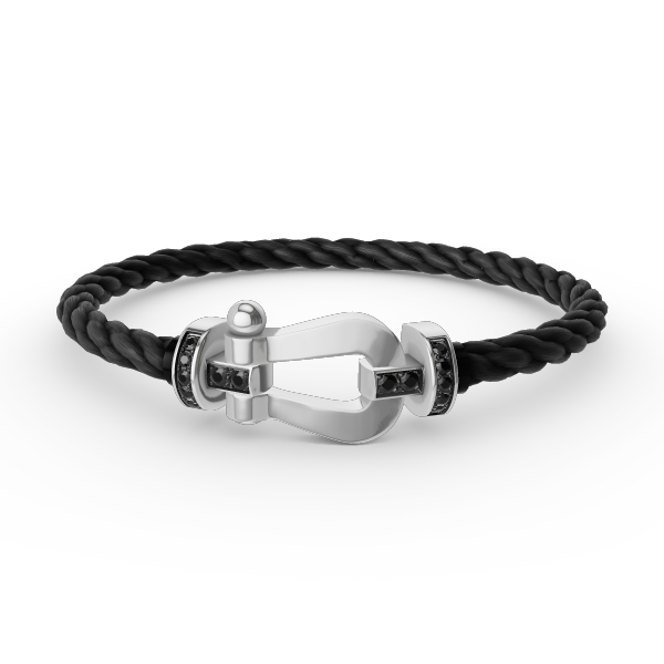 [⭐DORISW] FORCE GROSSES HUFEISEN ARMBAND SCHWARZER DIAMANT SILBER
