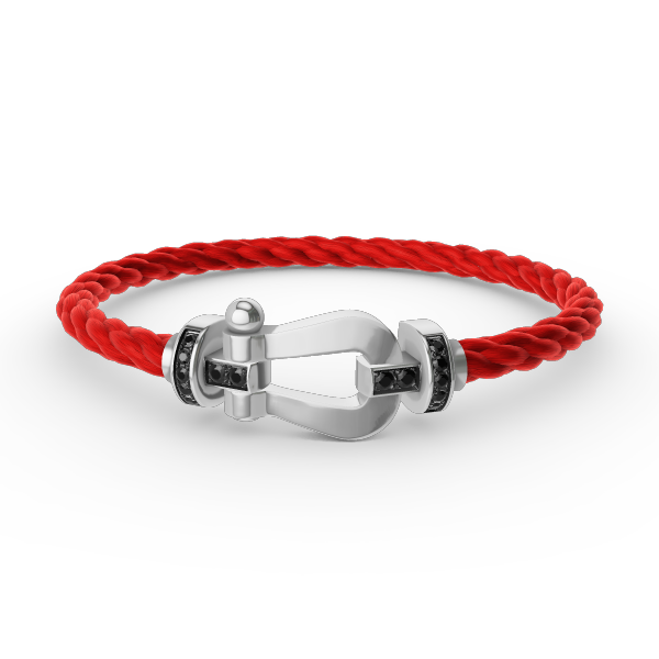 [⭐DORISW] FORCE GROSSES HUFEISEN ARMBAND SCHWARZER DIAMANT SILBER