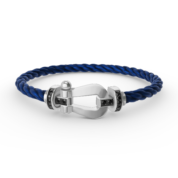 [⭐DORISW] FORCE GROSSES HUFEISEN ARMBAND SCHWARZER DIAMANT SILBER