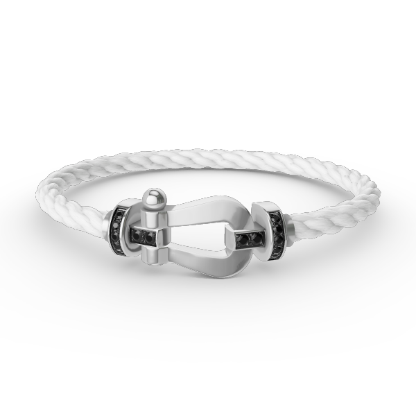[⭐DORISW] FORCE GROSSES HUFEISEN ARMBAND SCHWARZER DIAMANT SILBER