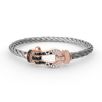 [⭐DORISW] GROSSES HUFEISEN-ARMBAND SCHWARZ-WEISS-DIAMANT ROSÉGOLD