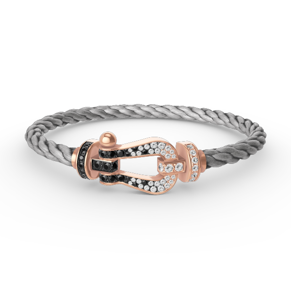 [⭐DORISW] GROSSES HUFEISEN-ARMBAND SCHWARZ-WEISS-DIAMANT ROSÉGOLD