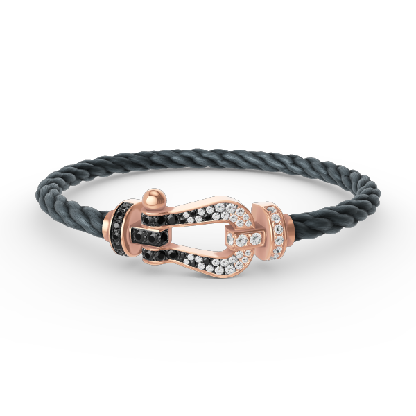[⭐DORISW] GROSSES HUFEISEN-ARMBAND SCHWARZ-WEISS-DIAMANT ROSÉGOLD