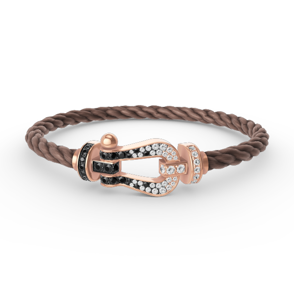 [⭐DORISW] GROSSES HUFEISEN-ARMBAND SCHWARZ-WEISS-DIAMANT ROSÉGOLD