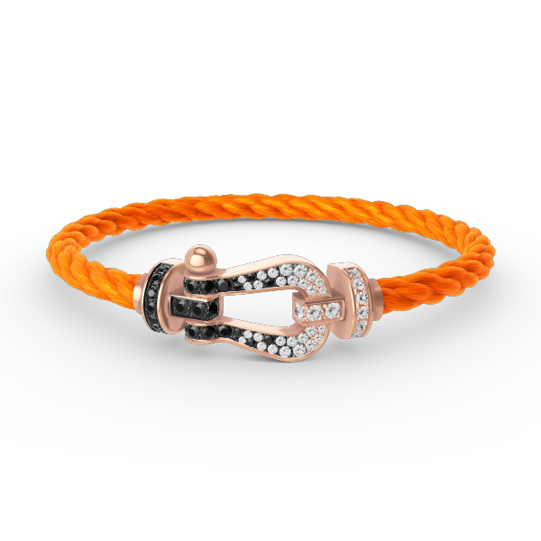 [⭐DORISW] GROSSES HUFEISEN-ARMBAND SCHWARZ-WEISS-DIAMANT ROSÉGOLD