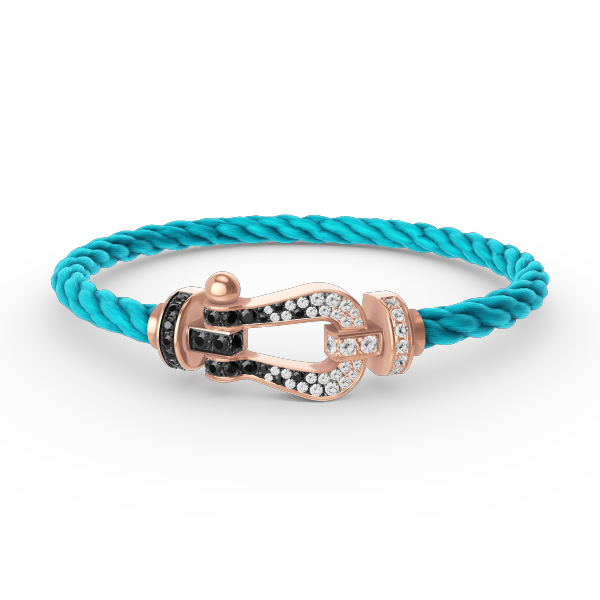 [⭐DORISW] GROSSES HUFEISEN-ARMBAND SCHWARZ-WEISS-DIAMANT ROSÉGOLD