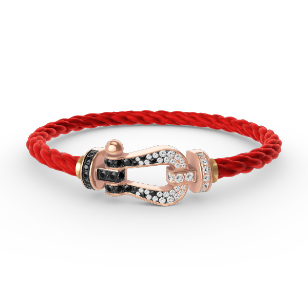 [⭐DORISW] GROSSES HUFEISEN-ARMBAND SCHWARZ-WEISS-DIAMANT ROSÉGOLD