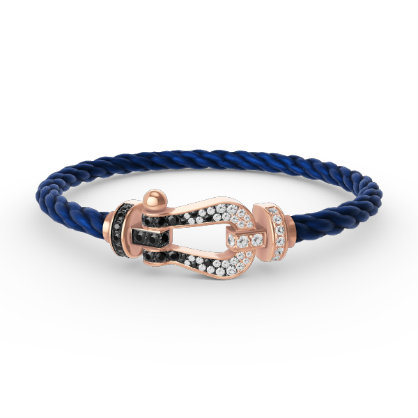 [⭐DORISW] GROSSES HUFEISEN-ARMBAND SCHWARZ-WEISS-DIAMANT ROSÉGOLD
