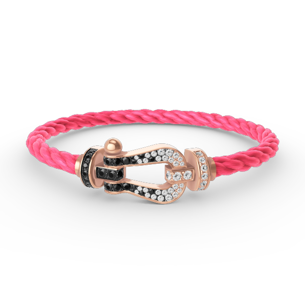 [⭐DORISW] GROSSES HUFEISEN-ARMBAND SCHWARZ-WEISS-DIAMANT ROSÉGOLD