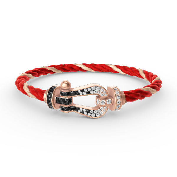 [⭐DORISW] GROSSES HUFEISEN-ARMBAND SCHWARZ-WEISS-DIAMANT ROSÉGOLD