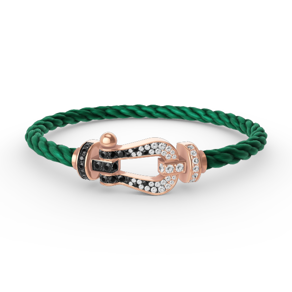 [⭐DORISW] GROSSES HUFEISEN-ARMBAND SCHWARZ-WEISS-DIAMANT ROSÉGOLD