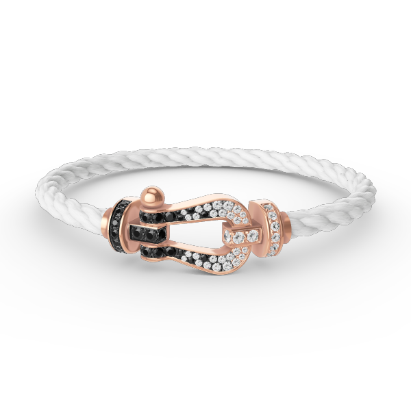 [⭐DORISW] GROSSES HUFEISEN-ARMBAND SCHWARZ-WEISS-DIAMANT ROSÉGOLD