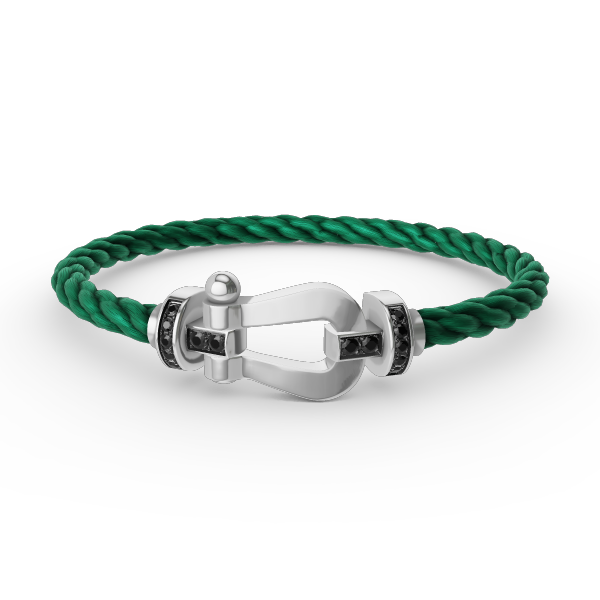 [⭐DORISW] FORCE GROSSES HUFEISEN ARMBAND SCHWARZER DIAMANT SILBER