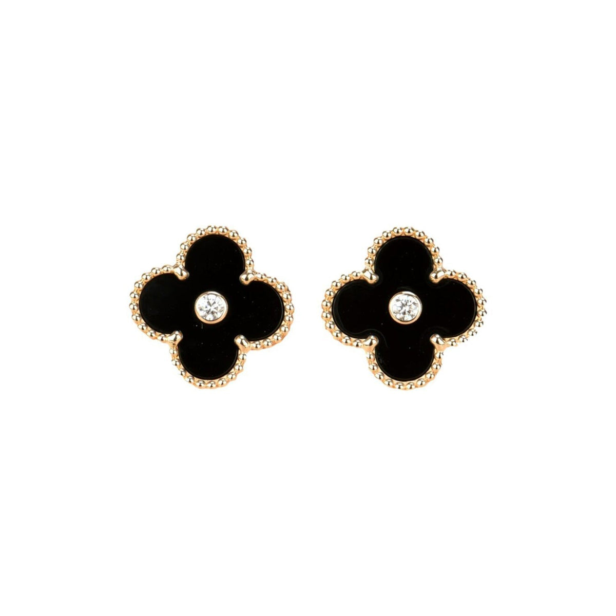 [⭐DORISW] CLOVER MEDIUM 1 MOTIV ONYX DIAMANT OHRRINGE