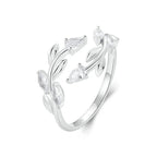Verstellbarer Ring mit einfachem Blatt-Motiv, Glücksblatt-Statement