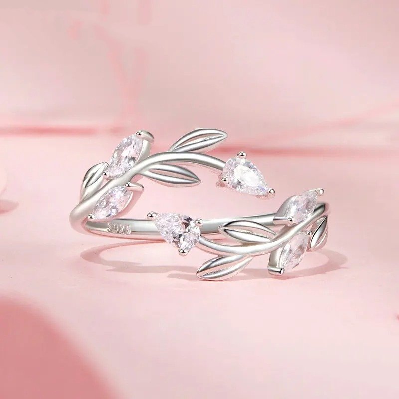 Verstellbarer Ring mit einfachem Blatt-Motiv, Glücksblatt-Statement