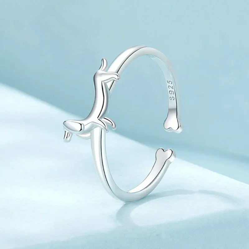 Hübscher Hund-Statement-Ring offen