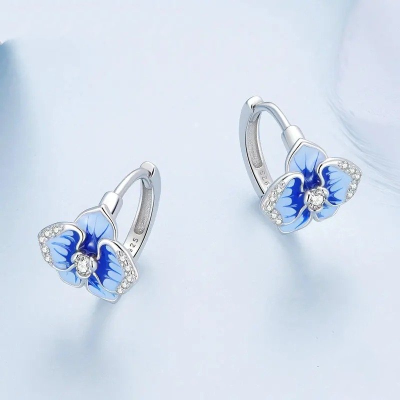 Blaue Emaille-Schmetterlingsorchideen-Ohrclips Phalaenopsis-Blüten-Ohrstecker