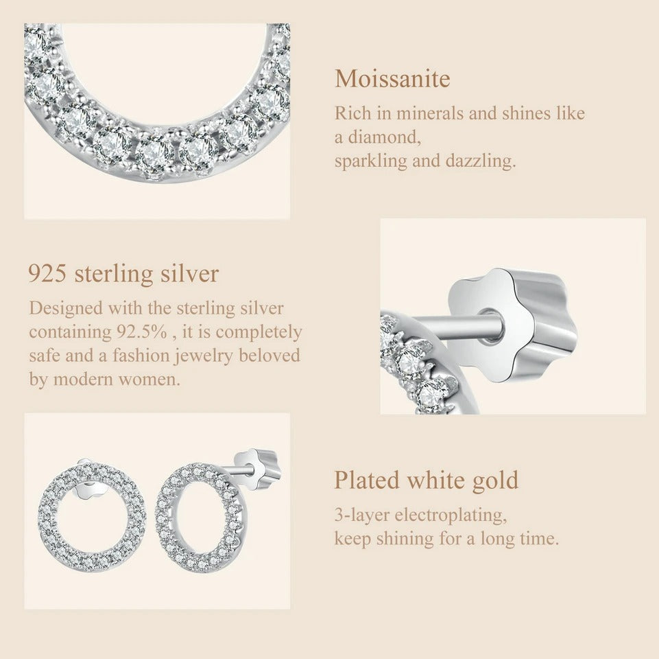 Forever Clear Moissanite Ohrstecker mit rundem Kreismotiv