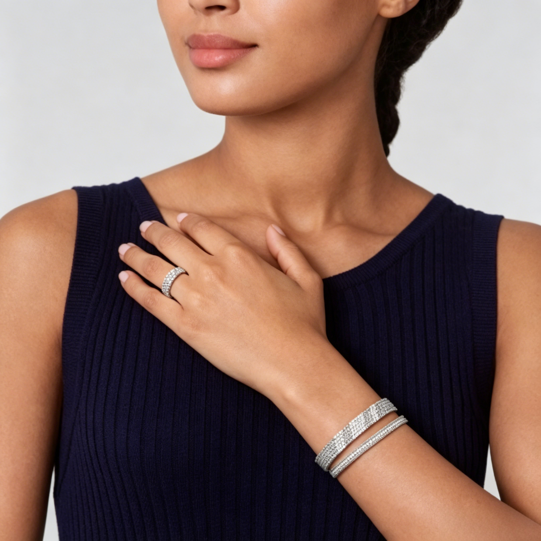 [[⭐DORISW] ]  DREIREIHIGER DIAMANT-RING