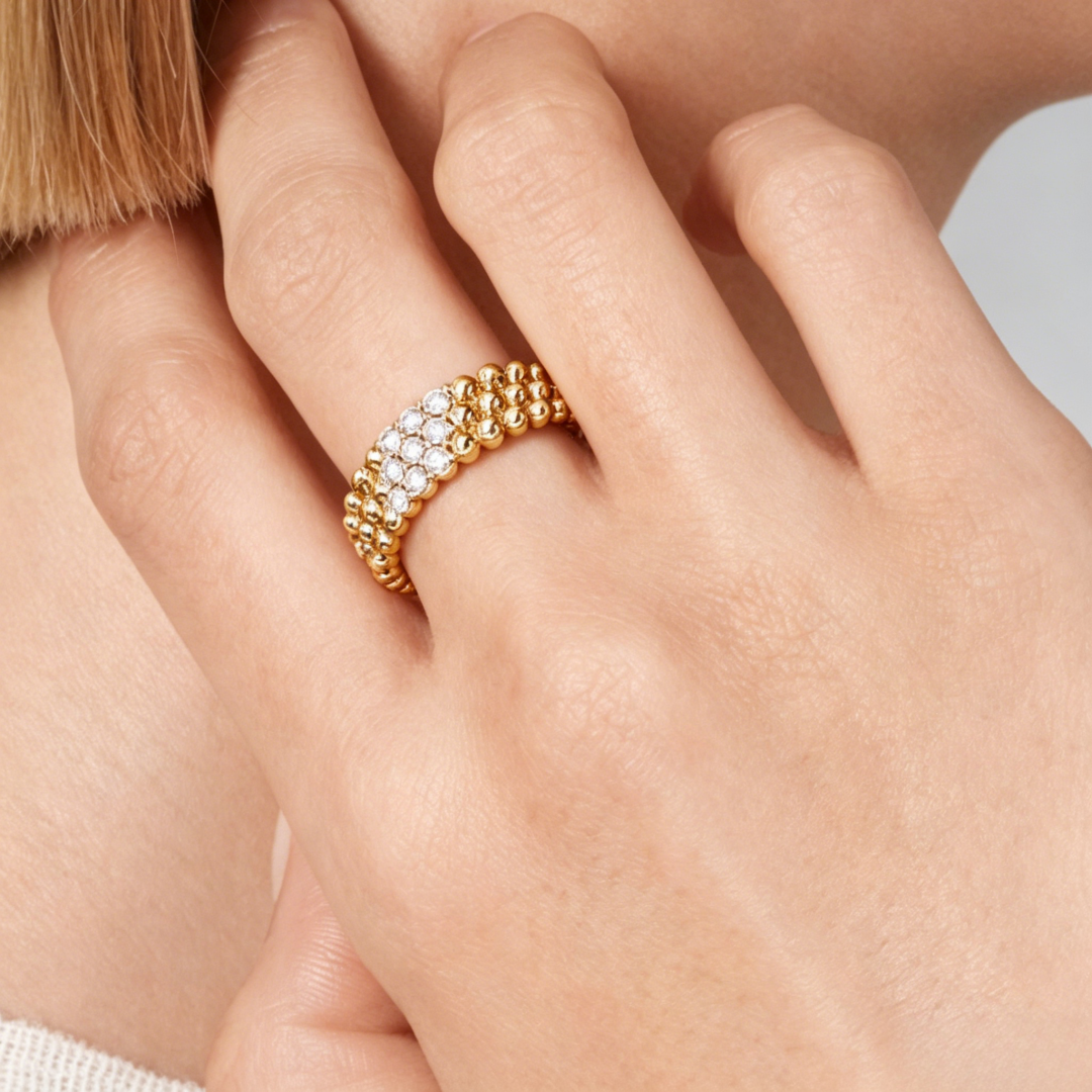 [[⭐DORISW] ]  DREIREIHIGER DIAMANT-RING