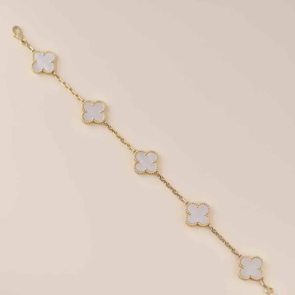 [[⭐DORISW] ]NEUE CLOVER WHITE PEARL MOP 5-MOTIV ARMBAND-KOLLEKTION