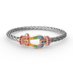 [⭐DORISW] GROSSES HUFEISEN-ARMBAND MIT FARBDAMANTEN IN ROSÉGOLD