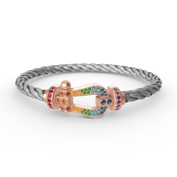 [⭐DORISW] GROSSES HUFEISEN-ARMBAND MIT FARBDAMANTEN IN ROSÉGOLD