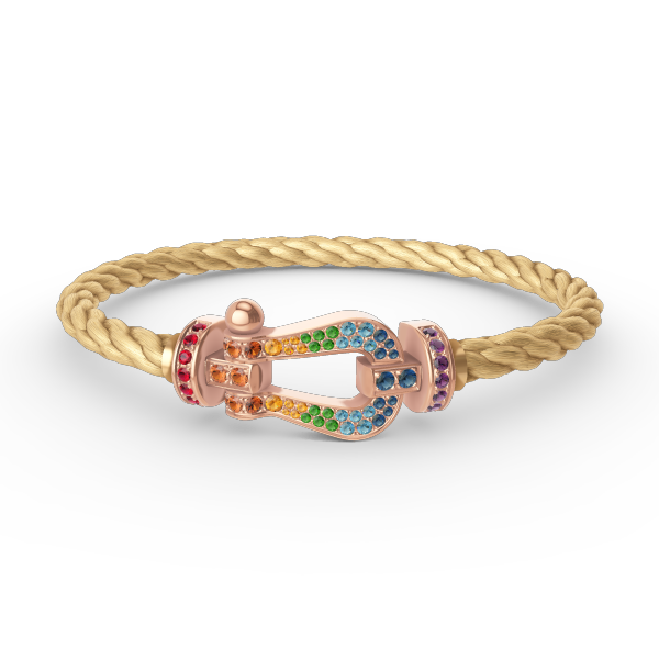 [⭐DORISW] GROSSES HUFEISEN-ARMBAND MIT FARBDAMANTEN IN ROSÉGOLD