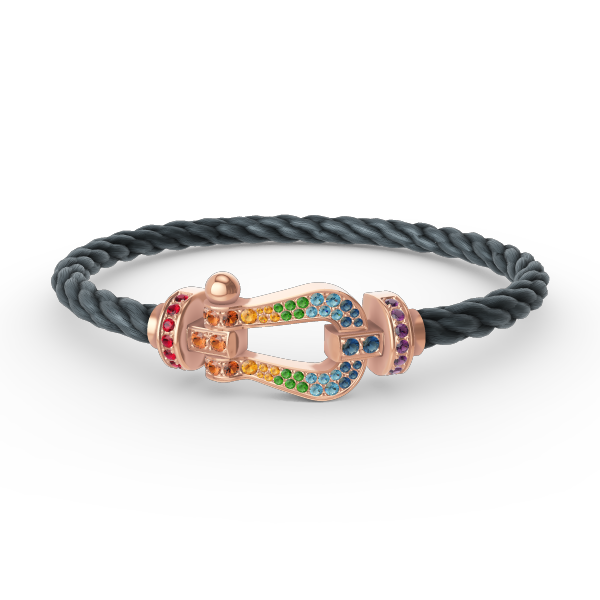 [⭐DORISW] GROSSES HUFEISEN-ARMBAND MIT FARBDAMANTEN IN ROSÉGOLD