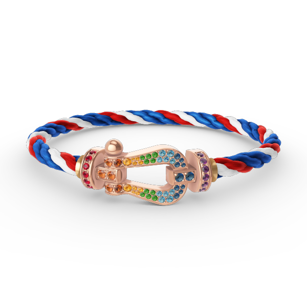 [⭐DORISW] GROSSES HUFEISEN-ARMBAND MIT FARBDAMANTEN IN ROSÉGOLD