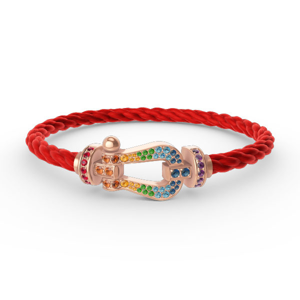 [⭐DORISW] GROSSES HUFEISEN-ARMBAND MIT FARBDAMANTEN IN ROSÉGOLD