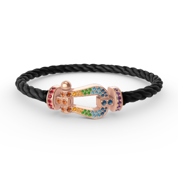 [⭐DORISW] GROSSES HUFEISEN-ARMBAND MIT FARBDAMANTEN IN ROSÉGOLD