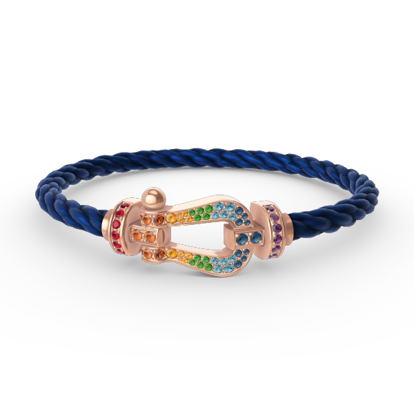 [⭐DORISW] GROSSES HUFEISEN-ARMBAND MIT FARBDAMANTEN IN ROSÉGOLD