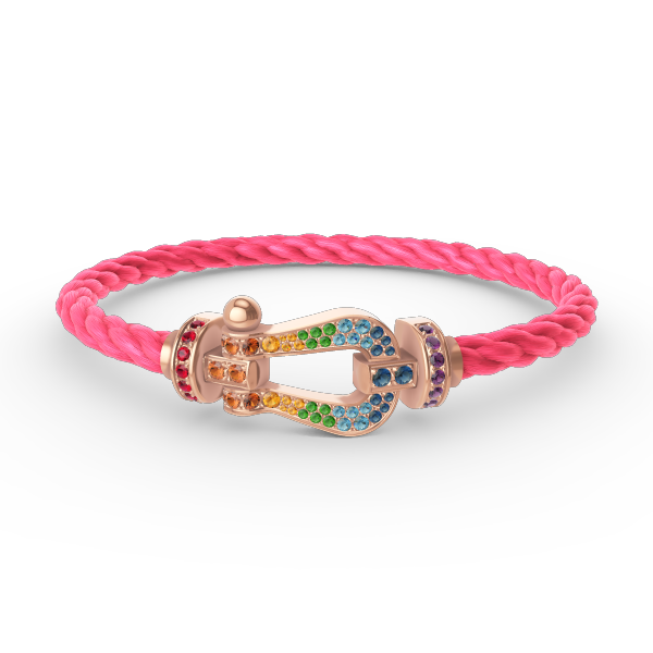 [⭐DORISW] GROSSES HUFEISEN-ARMBAND MIT FARBDAMANTEN IN ROSÉGOLD