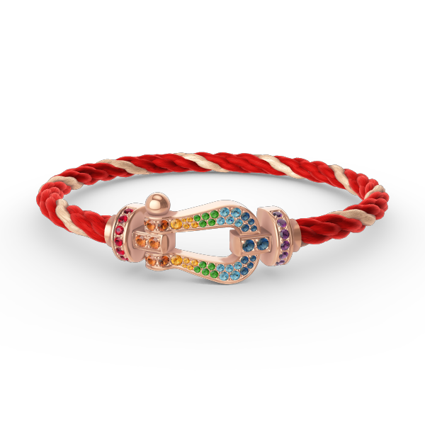 [⭐DORISW] GROSSES HUFEISEN-ARMBAND MIT FARBDAMANTEN IN ROSÉGOLD