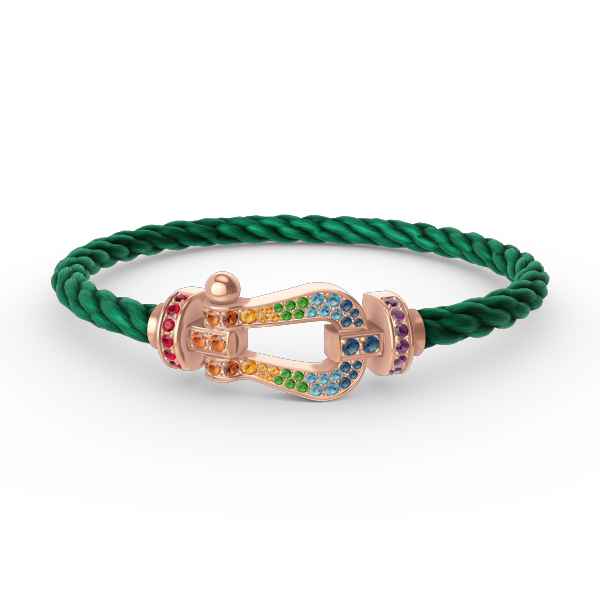 [⭐DORISW] GROSSES HUFEISEN-ARMBAND MIT FARBDAMANTEN IN ROSÉGOLD