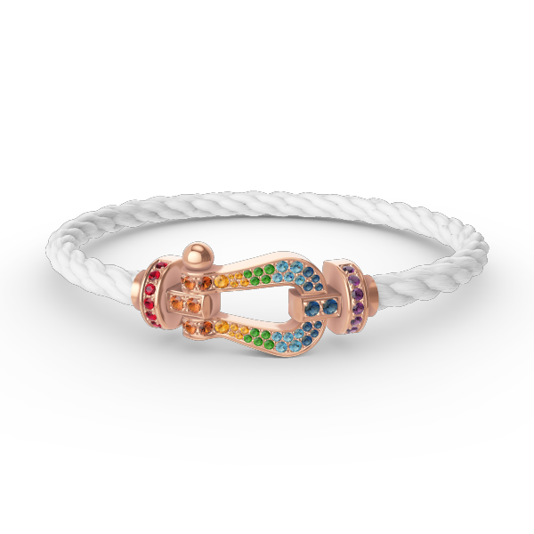[⭐DORISW] GROSSES HUFEISEN-ARMBAND MIT FARBDAMANTEN IN ROSÉGOLD