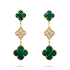 [⭐DORISW] CLOVER EARRINGS GOLD MALACHITE DIAMOND 3 MOTIF