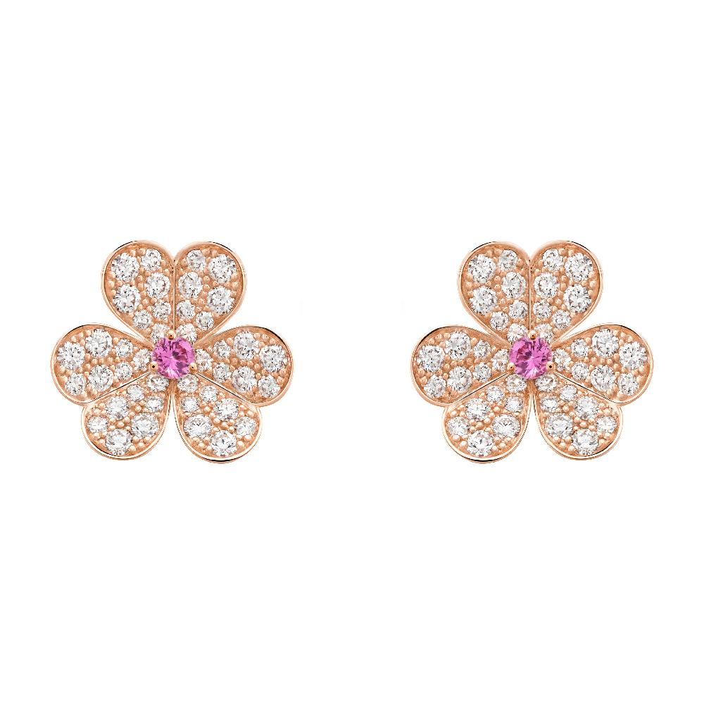 [⭐DORISW] フリヴォル ピンクゴールド フラワー ダイヤモンド ピアス