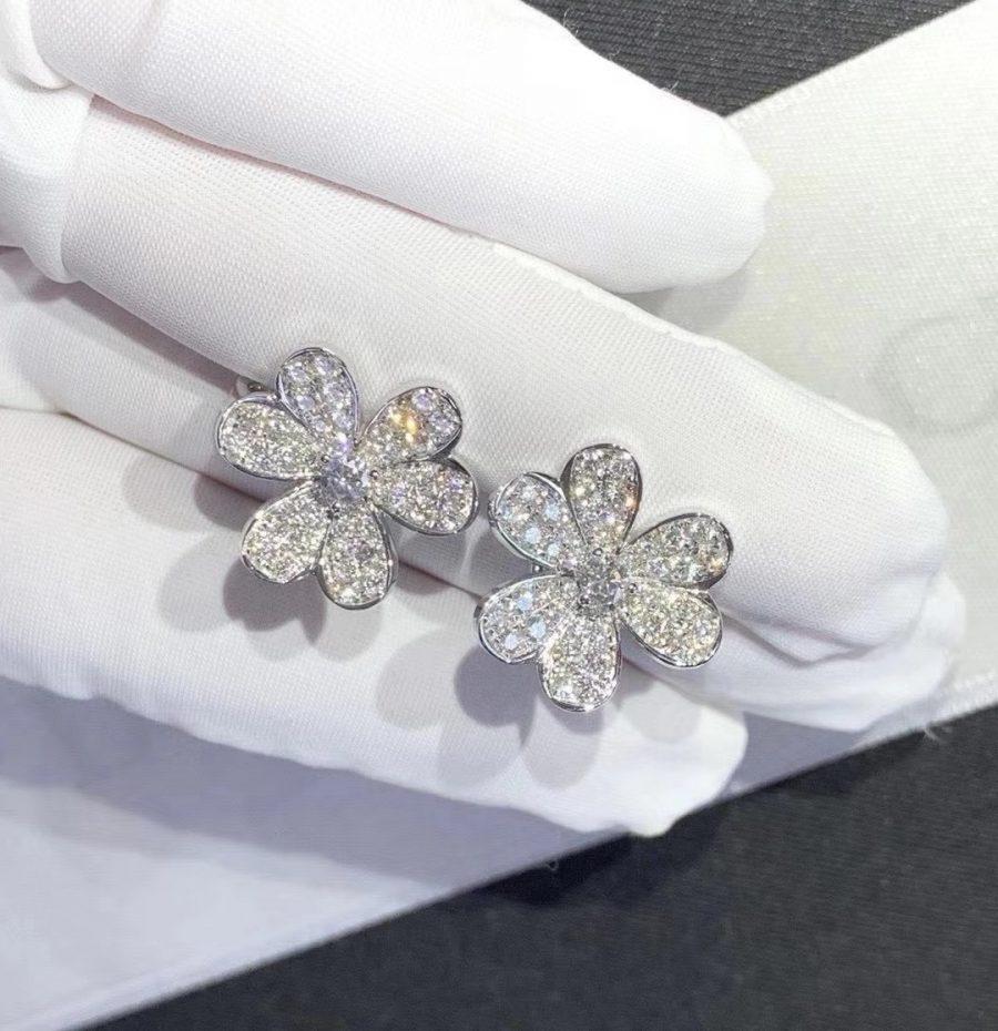 [⭐DORISW] FRIVOLE SILBER BLUMEN-DIAMANT-OHRRINGE
