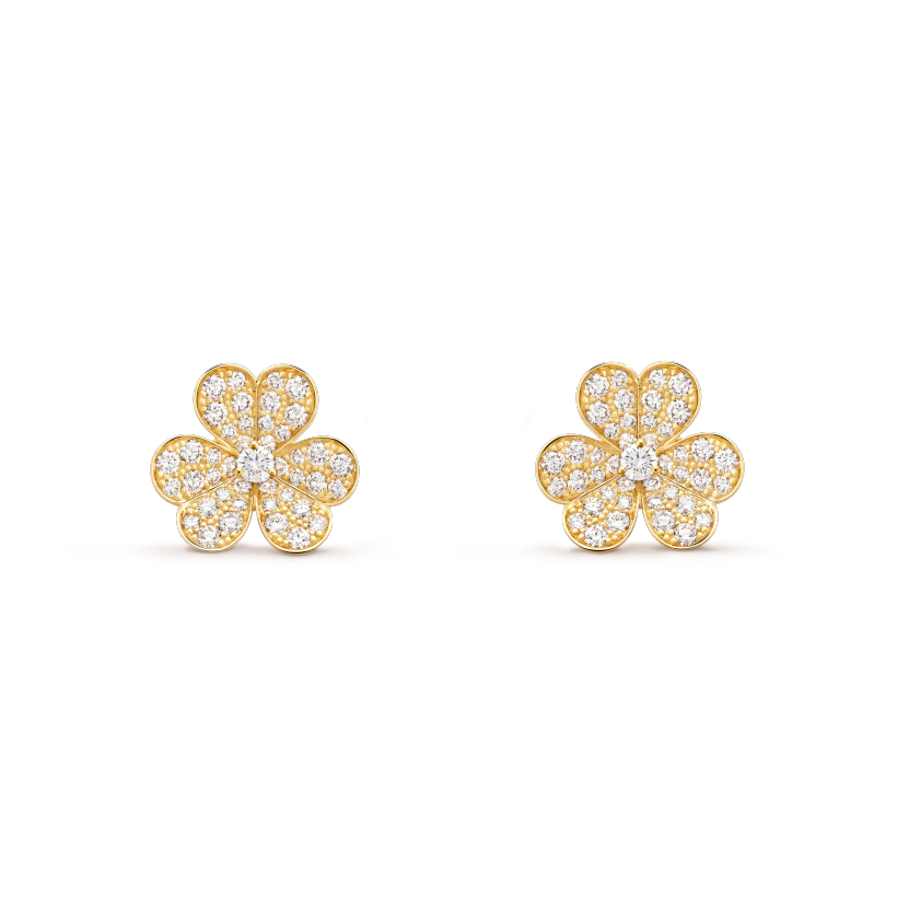 [⭐DORISW] FRIVOL GOLD-BLUMEN-DIAMANT-OHRRINGE