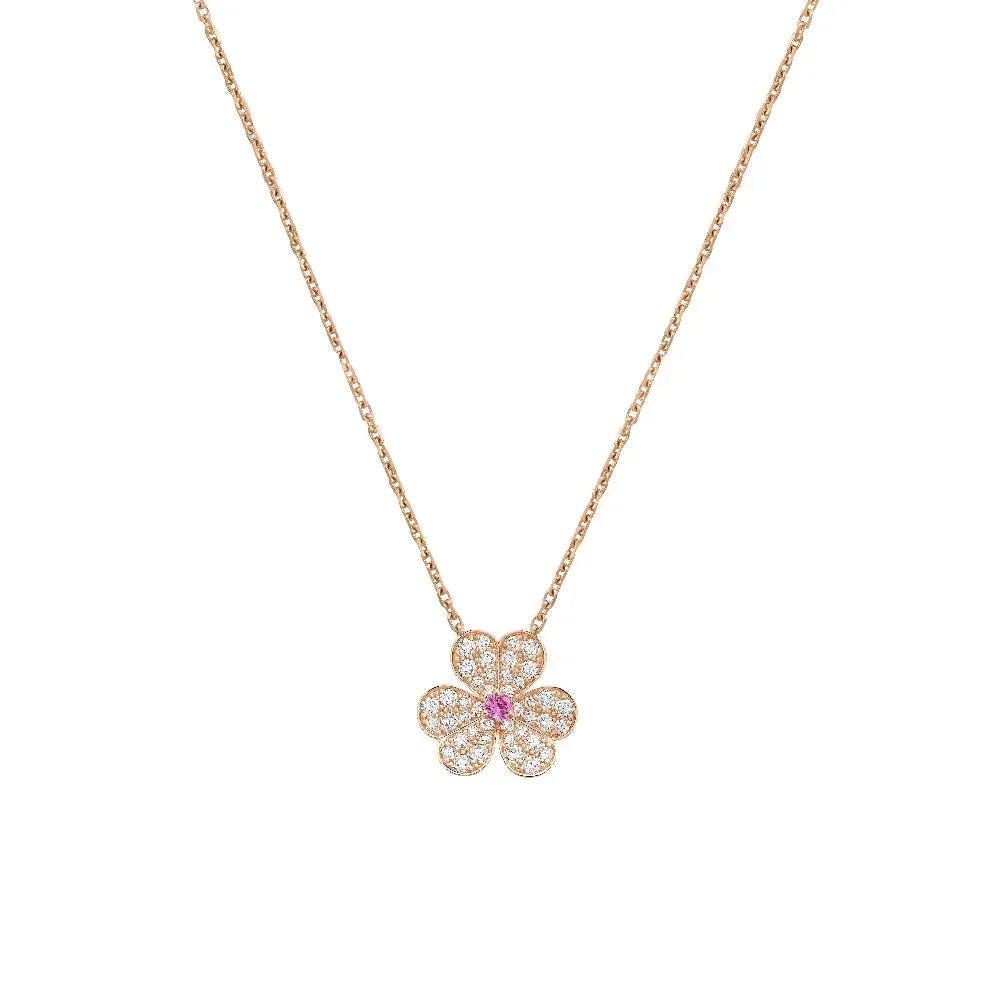 [⭐DORISW] FRIVOLLE HALSKETTE MIT ROSEGOLD-BLÜTE UND DIAMANT
