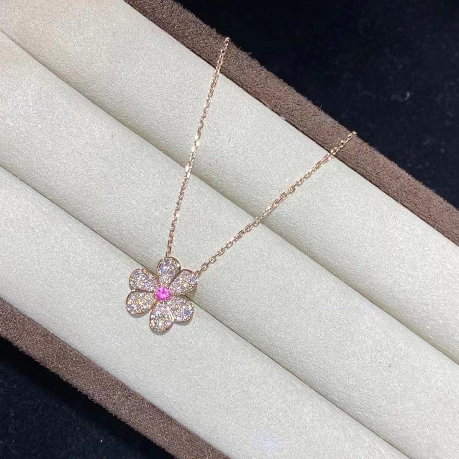 [⭐DORISW] FRIVOLLE HALSKETTE MIT ROSEGOLD-BLÜTE UND DIAMANT