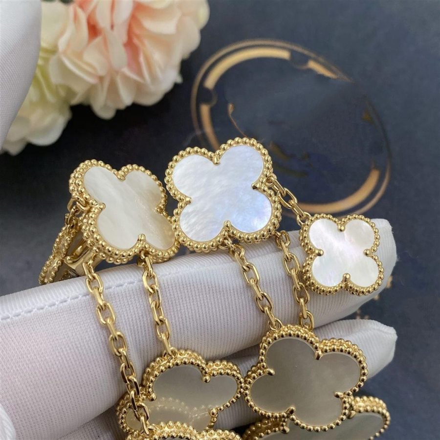 [⭐DORISW] CLOVER OHRRINGE WEISSES PERLMUTT 4 MOTIVE GOLD