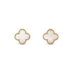 [⭐DORISW] CLOVER MEDIUM 1 MOTIFS  WHITE MOP STUD EARRINGS