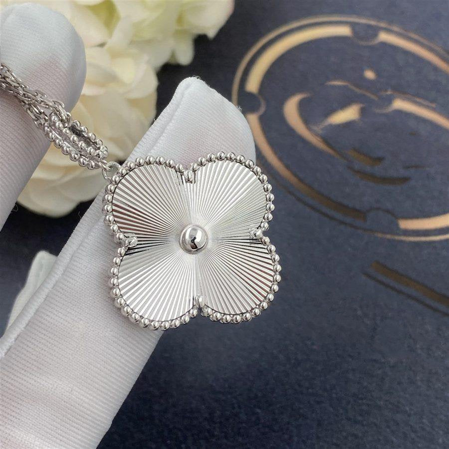 [⭐DORISW] CLOVER 25MM SILBER GROSSE KLEEBLATT-HALSKETTE