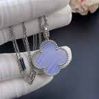 [⭐DORISW] CLOVER SILBER CHALCEDON GROSSE KLEEBLATT-HALSKETTE