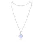 [⭐DORISW] CLOVER SILBER CHALCEDON GROSSE KLEEBLATT-HALSKETTE