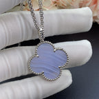 [⭐DORISW] CLOVER SILBER CHALCEDON GROSSE KLEEBLATT-HALSKETTE